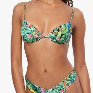 WeWoreWhat Ruched Underwire Birds of Paradise Bathing Suit Top